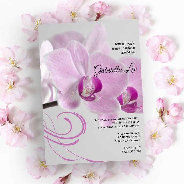 Pink Orchid Elegance Bridal Shower Invitation (Creator Uploaded)