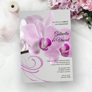 Pink Orchid Elegance Engagement Party Invitation