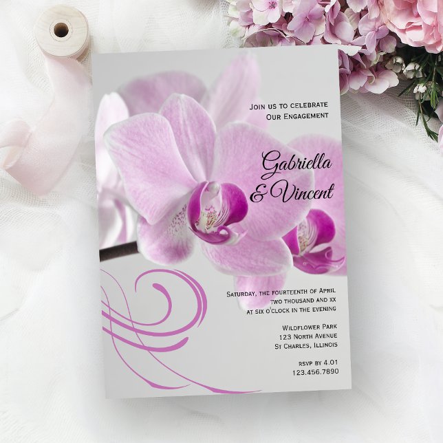 Pink Orchid Elegance Engagement Party Invitation (Creator Uploaded)