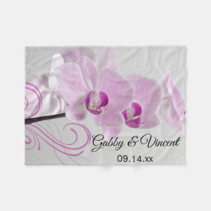 Pink Orchid Elegance Wedding Fleece Blanket