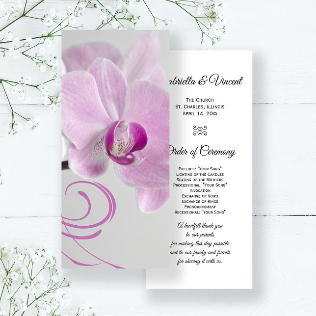 Pink Orchid Elegance Wedding Program Programme (Creator Uploaded)