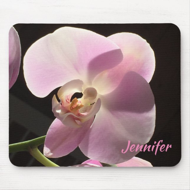Pink Orchid Floral Botanical Mouse Pad (Front)