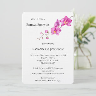 Pink Orchid Floral Bridal Shower Invitation