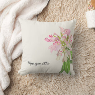 Pink Orchid Floral Design – Elegant Botanical Art Cushion