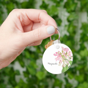 Pink Orchid Floral Design – Elegant Botanical Art Key Ring
