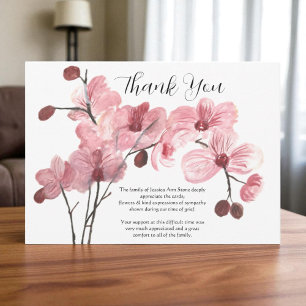 Pink Orchid Floral Funeral Death Thank you  Invitation