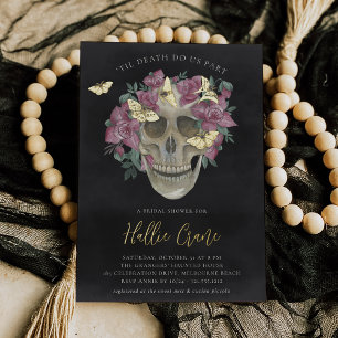 Pink Orchid Floral Skull Halloween Bridal Shower