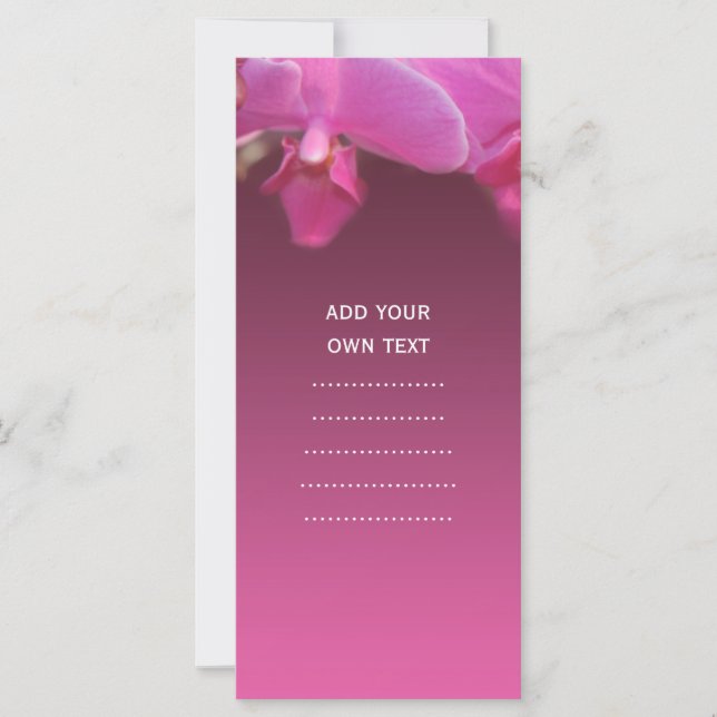pink orchid flower advertisement rack card. (Front)