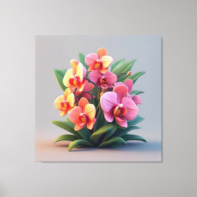 Pink Orchid Flower Arrangement Canvas Print (Front)