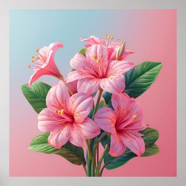 Pink Orchid Flower Arrangement Poster (Front)