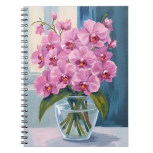 Pink Orchid Flower Bouquet Watercolor Notebook