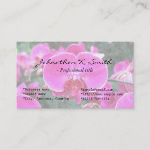 Pink orchid flower, floral photography business card