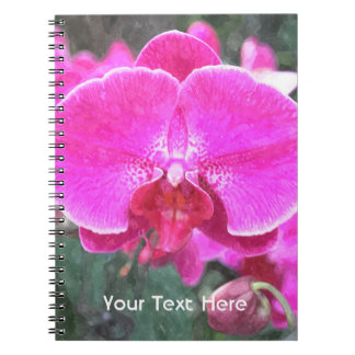 Pink orchid flower, floral photography spiral notebook