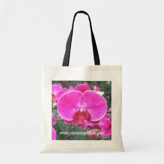 Pink orchid flower, floral photography tote bag