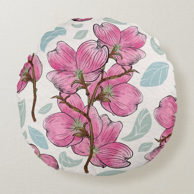 Pink Orchid Flower pillow (Front)