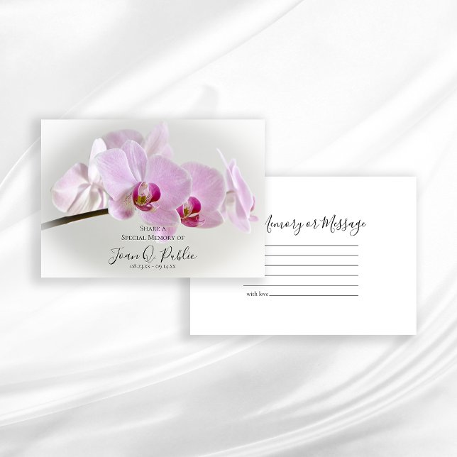 Pink Orchid Flower Share a Memory Funeral  Card (Creator Uploaded)