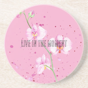 Pink Orchid Flowers Coaster