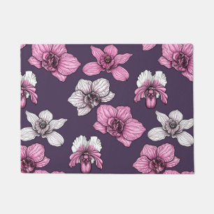 Pink orchid flowers doormat