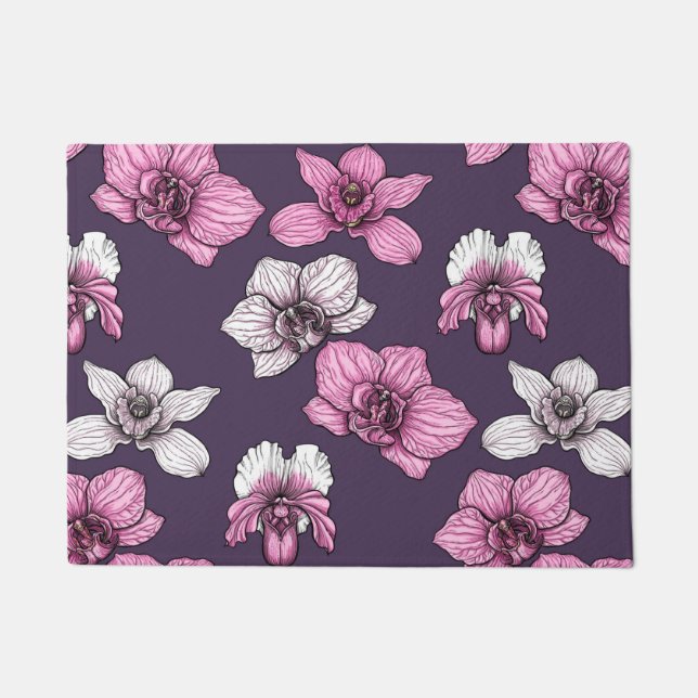 Pink orchid flowers doormat (Front)