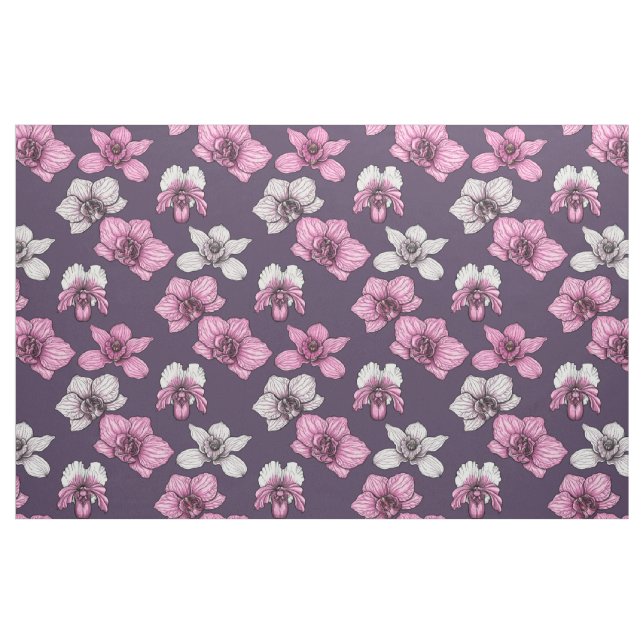 Pink orchid flowers fabric (Fat Quarter)