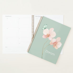 Pink Orchid Flowers Mint Butterfly Dream Planner