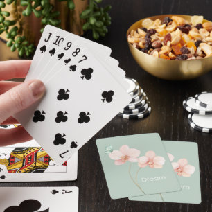 Pink Orchid Flowers Mint Butterfly Dream Playing Cards
