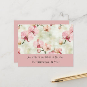 Pink Orchid Flowers Thinking of You Postcard