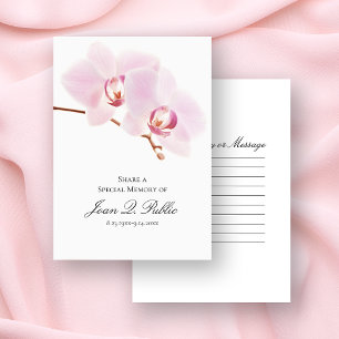Pink Orchid Flowers White Share a Memory Funeral  Card
