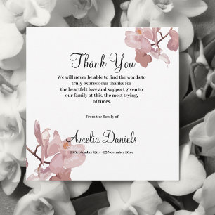 Pink Orchid Funeral Thank You Card