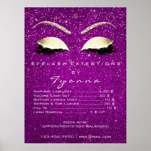 Pink Orchid Gold Confetti Makeup Lashes Price List Poster