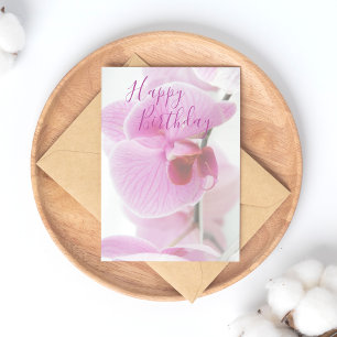 Pink Orchid   Happy Birthday Postcard