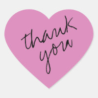 Pink Orchid Heart Thank You Sticker