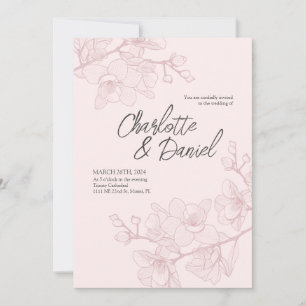 Pink Orchid Moments Wedding Invitation