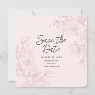 Pink Orchid Moments Wedding Save The Date Invitation