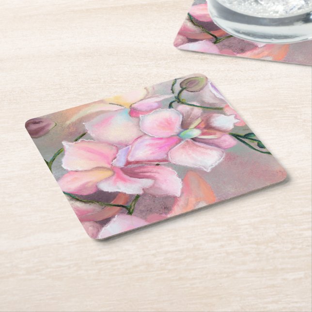 Pink Orchid Paper Coaster (Angled)