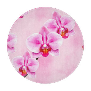 Pink Orchid Pattern Tropical Floral Soft Pastel  Cutting Board