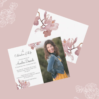Pink Orchid Photo Celebration of Life Card