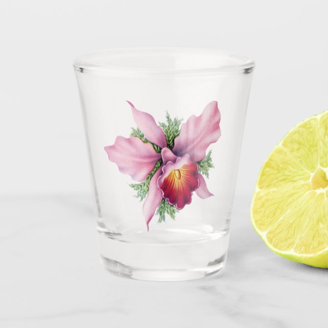 Pink Orchid Shot Glass (Front)