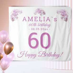 Pink Orchid Watercolor 60th Birthday Backdrop Tapestry