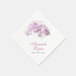 Pink Orchid Watercolor Flower Floral Wedding Napki Napkin