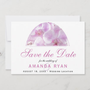Pink Orchid Watercolor Flower Floral Wedding Save The Date