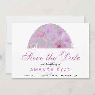 Pink Orchid Watercolor Flower Floral Wedding Save The Date