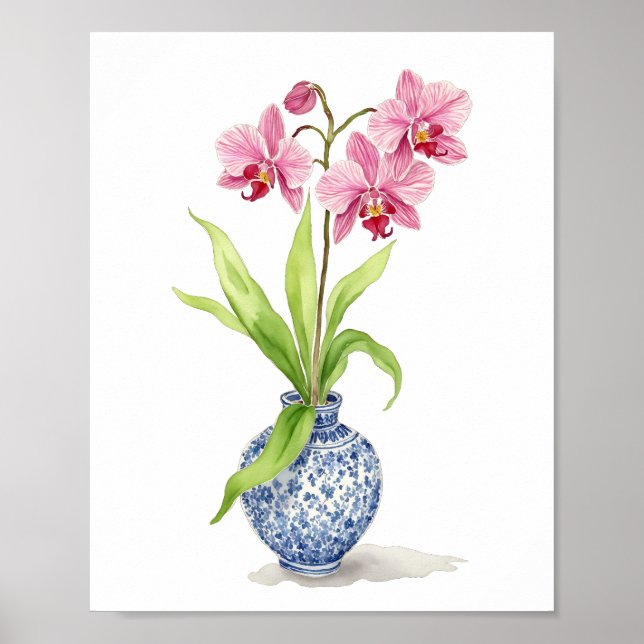 Pink Orchid Watercolor Poster (Front)