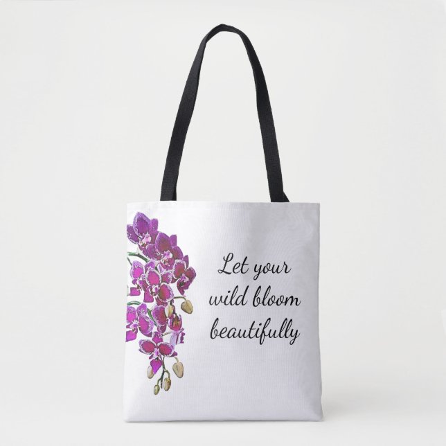Pink Orchid Watercolor Tote Bag (Front)
