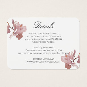 Pink Orchid Wedding Information Card