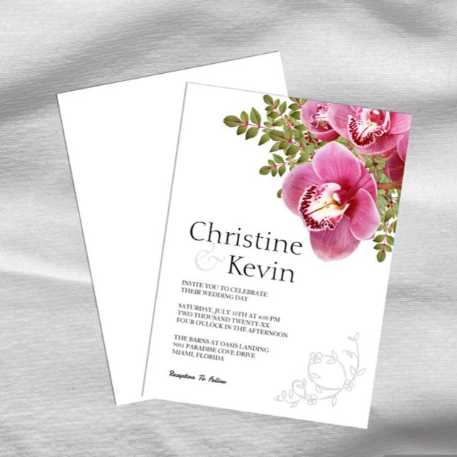 Pink Orchid Wedding Invitation (Creator Uploaded)
