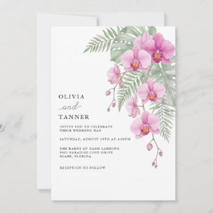 Pink Orchid Wedding Invitation Template