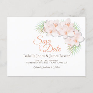 Pink Orchid Wedding Save the Date Announcement Postcard