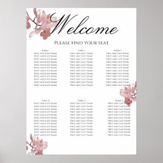 Pink Orchid Wedding Seating Plan Poster