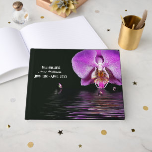 Pink Orchid With Bubbles Memorial Service Guest Book